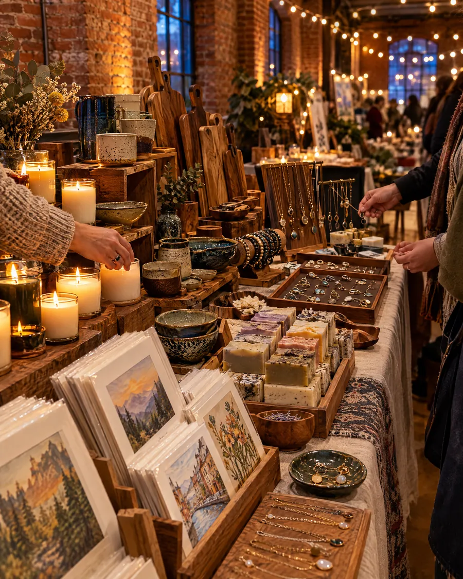 Handmade goods on a table at the DTX Artisan Market