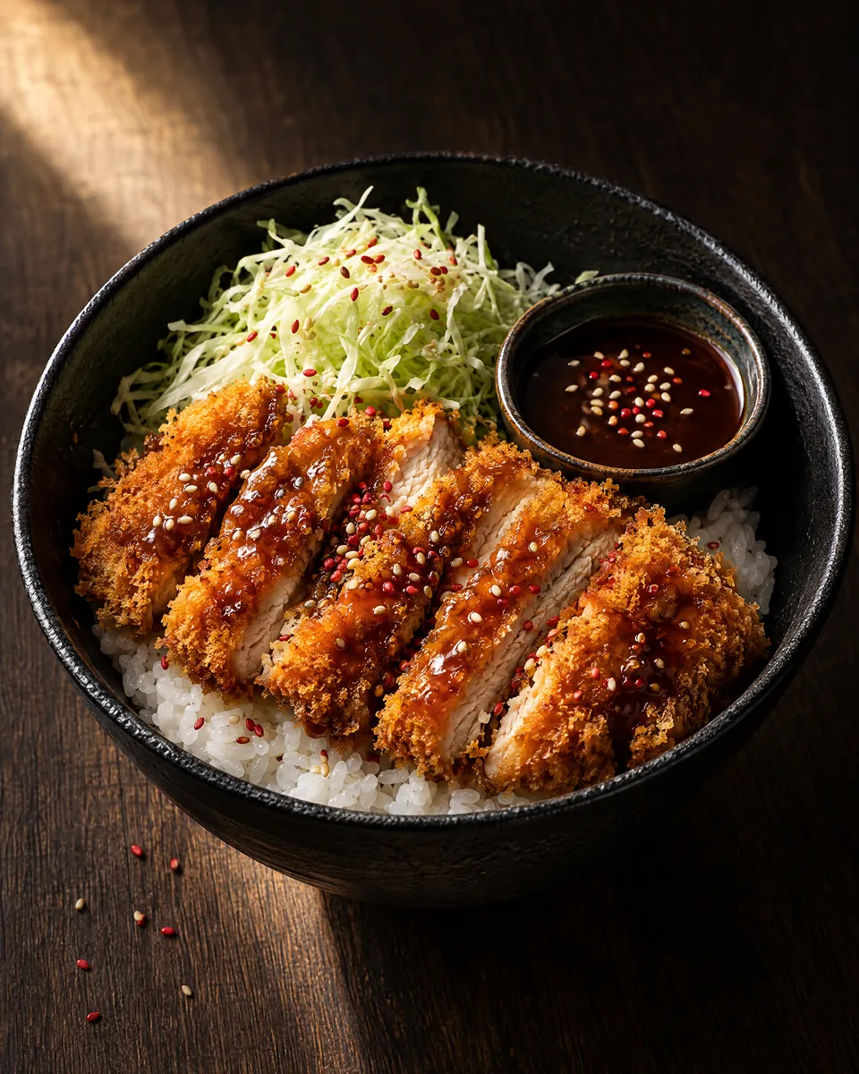 Chicken katsu over steamed rice