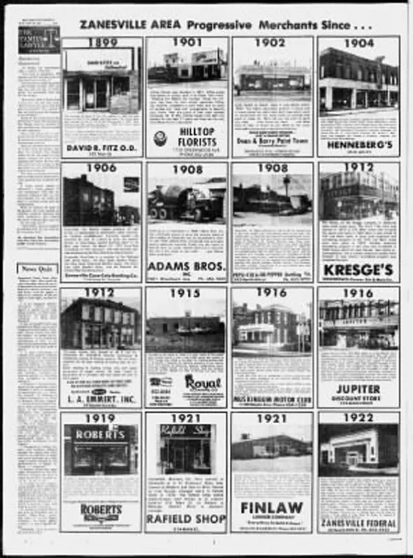 Zanesville area progressive merchants, with Kresge and Jupiter