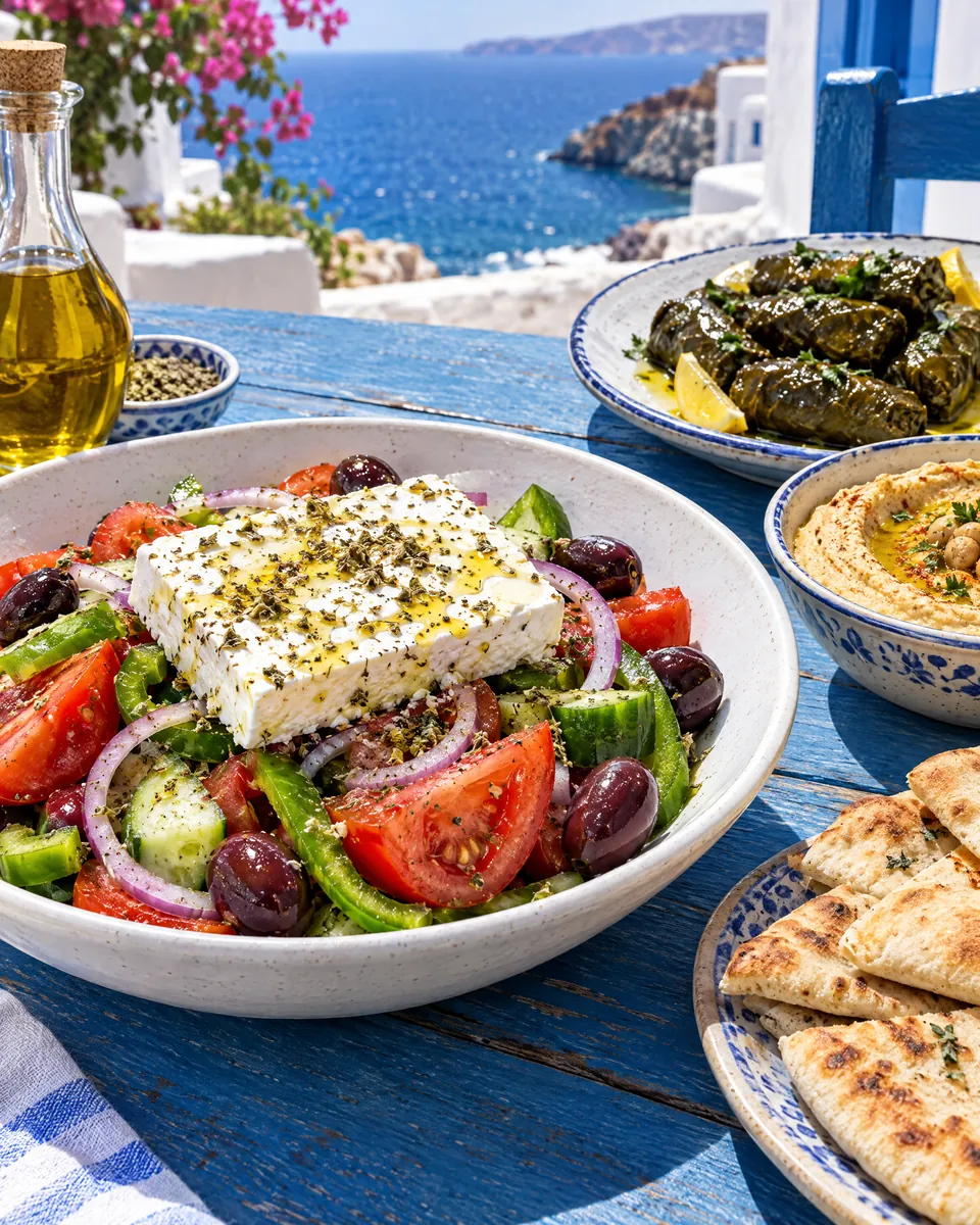 Greek salad with feta and Kalamata olives